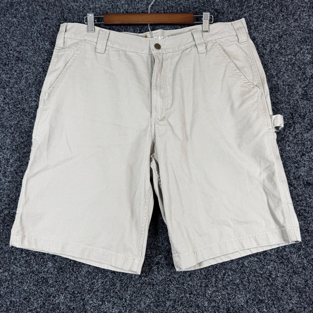 Carhartt Mens 38 Relaxed Fit Canvas Work Shorts Tan Khaki Rugged Flex 103652 232